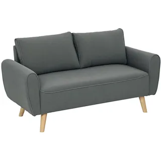 Homcom Zweisitzer Sofa mit 2 Kissen, Polstersofa mit 54cm extra tiefen Sitzen, Doppelsofa aus Cord, klein Sofa mit Holzrahmen 2er Couch für