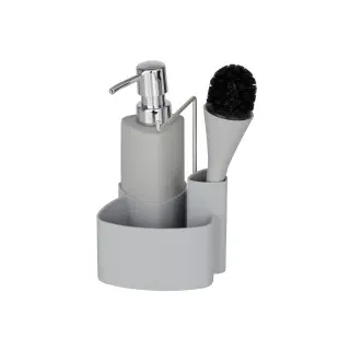 Wenko Spül-Set Empire Grau Spülmittelspender, Spülbürste, Organizer