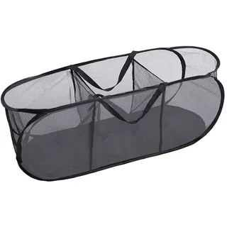 Faltbarer wäschekorb faltbar groß, Mesh Pop Up faltbare wäschesammler 3 fächer Schwarz groß faltbare wäschekörbe für Wäsche Spielzeug Aufbewahrungskorb