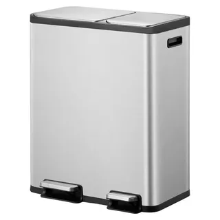 EKO - EcoCasa 1 Treteimer 30+20 Liter - Stainless steel Polypropyleen - Matt Edelstahl - Silber