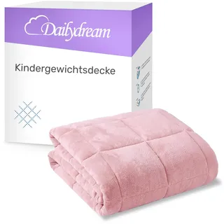 Dailydream Gewichtsdecke Kinder 104x150cm, 3,2 kg, Fleece, Motiv Rosa | Gewichtsdecke für Kinder mit weicher Fleece-Außenschicht, Glasperlenfüllung und doppelt vernähten Kammern.