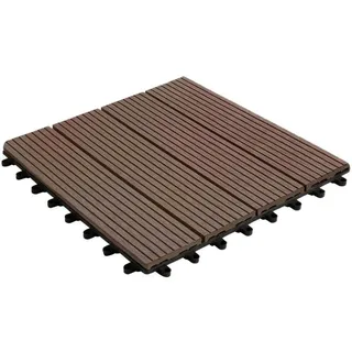 Ambia Garden Terrassenfliese , Dunkelbraun , Holzwerkstoff , 30x30 cm , rutschfest, formstabil, UV-beständig , Teppiche und Böden, Terrassenböden & Balkonböden, Terrassenfliesen