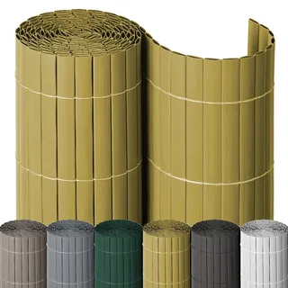 NOOR PVC Sichtschutzmatte - wetterfester Sichtschutzzaun für Balkon, Terrasse und Garten - stabile Balkonverkleidung als Sichtschutz - einfache Montage der Zaunblende - Bambus 100 cm x 3 m