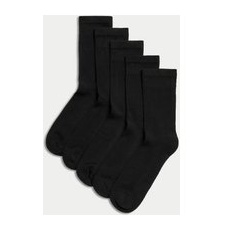 Womens M&S Collection 5er-Pack knöchelhohe Socken mit hohem Baumwollanteil für ultimativem Tragekomfort - Black, Black, EU39.5-42