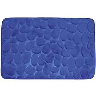 MSV – Mikrofaser-Badematte „Pebble“ – Erhöhte Sicherheit – rutschfeste Unterseite – Für Badezimmer geeignet – Zielgruppe: Kinder und Senioren – 40 x 60 cm – Dunkelblau
