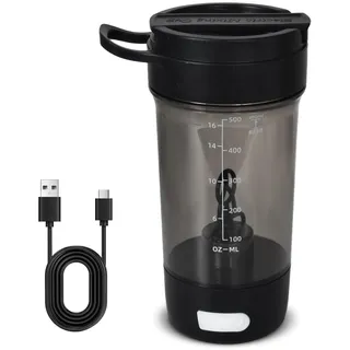 Colexy Tasse Mit Mixer, Becher Der Selber Umrührt, Electric On-the-Go Shaker, Mixbecher Selbstrührend, Shaker Proteinshake Elektrisch, Selbstrührender Becher, Schwarz, 600ml
