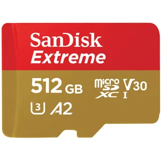 SanDisk Extreme 512 GB Class 10 UHS-I stoÃsicher, Wasserdicht