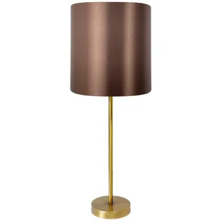 Tischlampe Tischleuchte groß h: 58,5 cm E27 Echt Messing Stoff in Bronze Braun