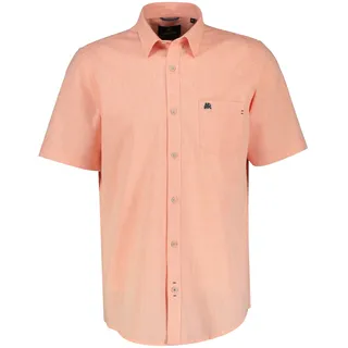 Leinenhemd LERROS "Lässiges Baumwoll-Leinenhemd, unifarben", Herren, Gr. L, Normalgrößen, orange (mellow peach), 80% Baumwolle, 20% Leinen, Hemden Leinenhemd
