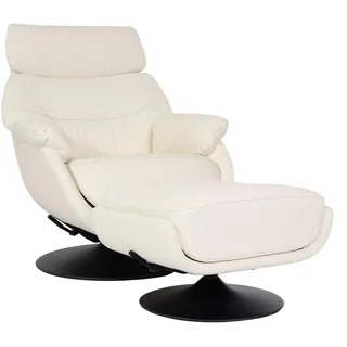 MCW Relaxsessel Kunstleder 78 x 99 x 80 cm Creme-Weiß mit Hocker