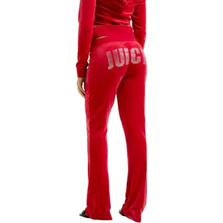 Juicy Couture Damen Diamante Low Rise Track Pant Sweathose Trainingshose Jogger aus Velour für Sport Freizeit Fitness in versch. Farben Lässige Hose, Astor RED, M