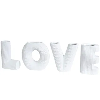 GILDE Deko Vasen Set Love - 4 teiliges Vasenset aus Keramik - Schriftzug Love - Geschenke für Frauen Weihnachten Hochzeit Geburtstag - Farbe: Creme - Höhe 15 cm