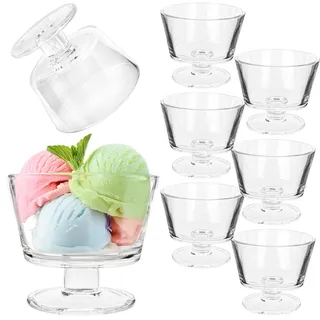 KADAX Eisbecher aus Glas, 6er Set, 290ml, Dessertgläser mit Fuß, Eisschalen für Eis, Desserts & Obst, Eisgläser, Dessertschalen, Spülmaschinenfest (Modell 1)