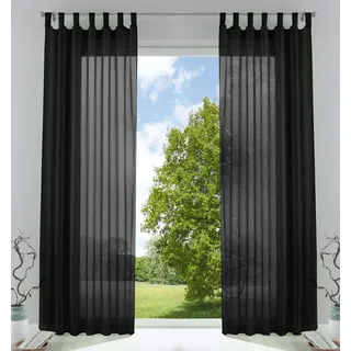 Gardinenbox Schlaufenschal 140 x 225 cm Schwarz 2 St.