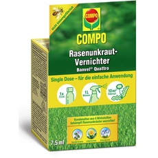 COMPO Rasenunkraut-Vernichter Banvel Quattro (Nachfolger Banvel M), Unkrautvernichter für schwer bekämpfbares Unkraut, Konzentrat, Single Dose, 10 ml, 10 m2