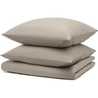 Blumtal Bettwäsche 240x220cm + 2x Kissenbezug 80x80cm - Mikrofaser Bed Sheets 240x220cm - 3-er Set Bettwäsche Taupe - Taupe
