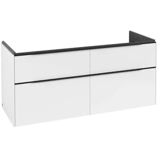 Villeroy & Boch Subway 3.0 Waschbeckenunterschrank, 4 Auszüge, Waschbecken mittig, 1272x576x478mm, C60201VE, Farbe: Front/Korpus: Brilliant White, Griff: Volcano Black