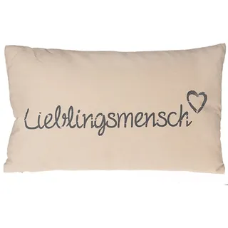 KAMACA LIEBLINGSMENSCH Kissen 30 cm x 50 cm Flauschig gefülltes Kissen mit Reißverschluss Bezug aus 100% Baumwolle EIN Hingucker und wertiges Geschenk (Creme)