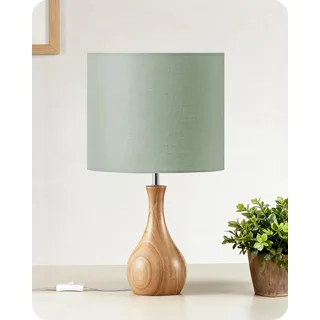 GOEBLESON Nachttischlampe aus Holz, Grüne Tischlampe, Nachttischlampe mit Kabel, Fensterbank Lampe, 2700K LED-Birne, für Wohnzimmer, Schlafzimmer, Arbeitszimmer, Büro, ZMJ09TLD05