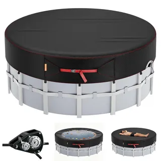 Runde Poolabdeckung, 4,6 m, Solarabdeckungen für oberirdische Pools, Lagertank-Poolabdeckung mit Zubehör, runde Whirlpool-Abdeckung, ideal für wasserdicht und staubdicht