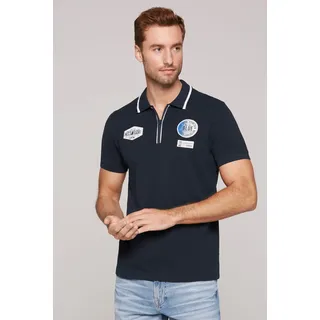 Poloshirt CAMP DAVID, Herren, Gr. M, blau (navy), Single Jersey, Obermaterial: 100% Baumwolle, bestickt, regular fit taillenbedeckt, gerader Abschluss, Shirts Poloshirt, mit Logo Stickerei