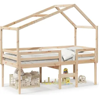 vidaXL Hochbett mit Dach 80x200 cm Massivholz Kiefer - Braun