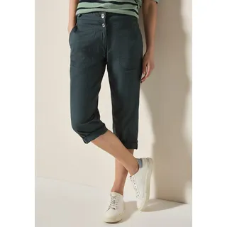 Caprihose CECIL "Style New York", Damen, Gr. 34, N-Gr, grün (slate khaki), Web, Obermaterial: 98% Baumwolle, 2% Elasthan, unifarben, normal kniebedeckend, Hosen Caprihose, Sommerhose mit Knopfdetails am Bund, Topseller
