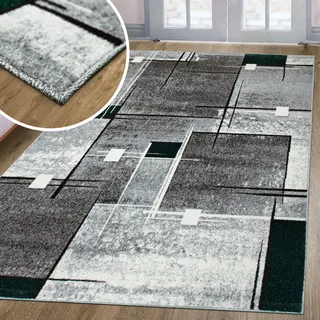 Teppich OTTO HOME "Deblin" Gr. 1, grün (dunkelgrün), B:60cm H:9mm L:90cm, Kunstfaser, Teppiche, Teppich, weicher Flor, Kurzflor, Karo-Design, modern, geometrisches Muster