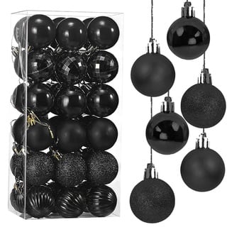 Taeku Weihnachtsdeko Weihnachtskugeln, 4CM 36 Stück Weihnachtsbaumschmuck Set Kunststoff Baumschmuck Christbaumkugeln Ornamente für Dekoration (Schwarz)