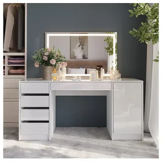 Vicco Schminktisch Sherry, Weiß/Weiß Hochglanz, 158.2 cm