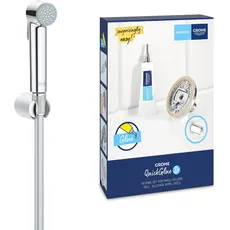 GROHE Vitalio Trigger Spray 30 & QuickGlue S1 - Wandhalter-Set mit Bidet Trigger Control Handbrause (Handbrause 360mm, TwistFree Schlauch 1250mm, Wandhalterung), chrom, 26175001