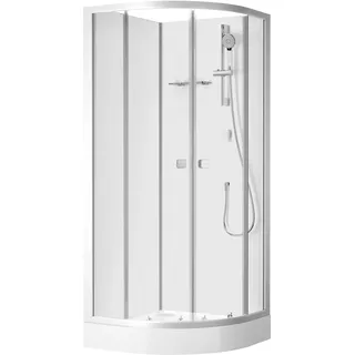 Marwell Shower Fresh Round Komplettdusche mit Gleittüren 85 x 205 cm Duschkabine silber