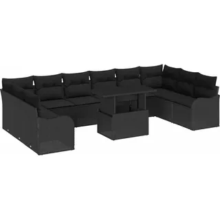 vidaXL Gartensofa-set 11 stk. 10-Sitzanzahl Schwarz Poly Rattan - Schwarz