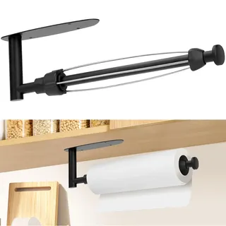 Romon Küchenrollenhalter Mit Dämpfungseffekt, Küchenrollenhalter ohne Bohren, Papierrollenhalter Selbstklebend, Wand Küchenpapierhalter für Küche Badezimmer, Rollenhalter Zum Einhändig Abreißen