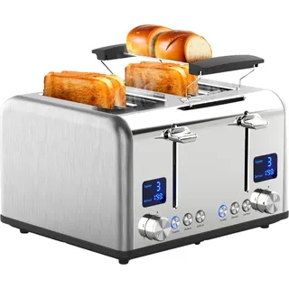 Steinborg 4 Scheiben Edelstahl Toaster mit Countdown | Cool-Touch Gehäuse | Krümelschublade | 1630 Watt |