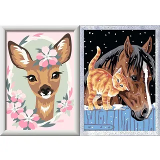 Ravensburger Malen Nach Zahlen - Süßes Reh & Fohlen Mit Kätzchen - Für Kinder Ab 7 Jahren