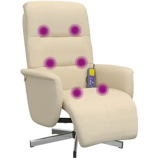 vidaXL Massagesessel mit Fußteil Creme Stoff - Creme