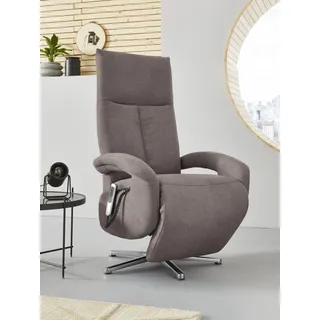 sit&amp;more TV-Sessel SIT &amp; MORE &#34;Tycoon mit Kopfteilverstellung und 360 Drehfunktion&#34;, grau (taupe), B:74cm H:112cm T:82cm, 90%Polyester, 10%Polyamid, Sessel, wahlweise manuell oder elektrischer Funktion, auch mit Akku (kabellos)