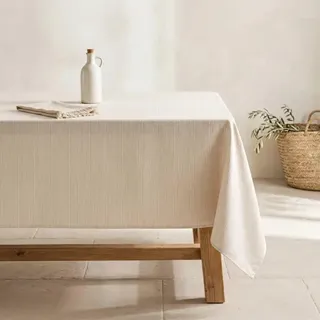 GAMUSI ANELO Jacquard-Tischdecke, beige, 140 x 350 cm – extra lange, fleckenabweisende Tischdecke aus Baumwollmischung – ®- - Beige
