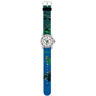 Scout Action Quarzuhr 0 mm Textilband Blau Grün Dino