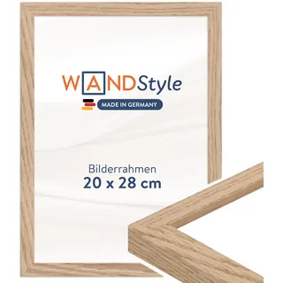 WANDStyle Bilderrahmen 20x28 Eiche, moderner Bilderrahmen Holz, hochwertiger Holzbilderrahmen, Posterrahmen zum Aufhängen, Rahmen 28x20 cm, Fotorahmen H950 - Made in Germany