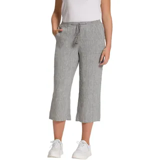 Ulla Popken Damen große Größen Übergrößen Plus Size 7/8-Leinenhose, elastischer Bund, natürlich kühl hellgrau mélange 44 803829134-44
