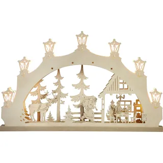 LED Lichterbogen 7 flg. "weihnachtsabend" 52,0 x 32,0 X 6,0 cm NEU Schwibbogen