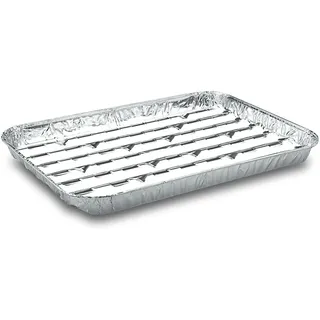 VEPATIM 100x Alu-Grillschale eckig 34,4×22,4 cm – Rauchschlitzen | Großmenge Catering & Gastronomie