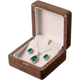 muso wood holz Halskettebox aus echtem Walnussholz | Anhängerbox Schmuckkästchen Halskette Schmuckbox Geschenkbox für Halskette, Ohrring, Armband