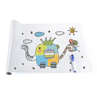 rabbitgoo Whiteboard Folie, Selbstklebende Weißwandtafel Folie Whiteboard Sticker DIY Whiteboardfolie Kreidetafel Wandaufkleber mit Whiteboard Stift - Weiß 44.5 x 199 cm (1 Pack)