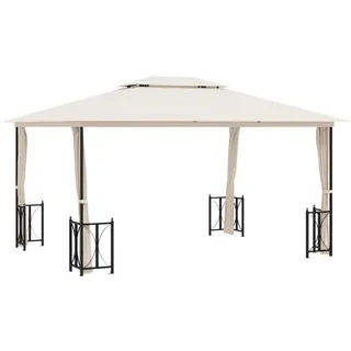 Pavillon mit Seitenwänden & Doppeldach 3x4 m Creme - Creme