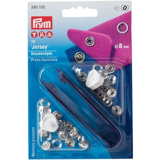 Prym 390100 Nähfrei 10 Jersey-Druckknöpfe Werkzeug, 8 mm silberfarbig, Silber