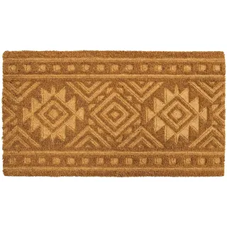 Fisura - Fußmatte außen Tribal mit Relief Fußmatte aus Kokosnuss mit Rutschfester PVC-Rückseite. Fußabtreter für den Eingang. Handbemalt. Abmessungen: 70 x 40.