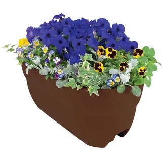 Emsco Group Bloomers Geländer-Pflanzgefäß mit Ablauflöchern, 61 cm, wetterfester Kunstharz, Kunststoff, Braun